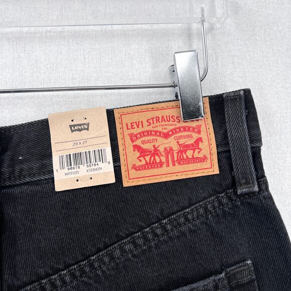 LEVIS Sliced High Waisted Mom Jean Womens 29 X 27 Black Tapered Rigid Denim NEW - Picture 11 of 16